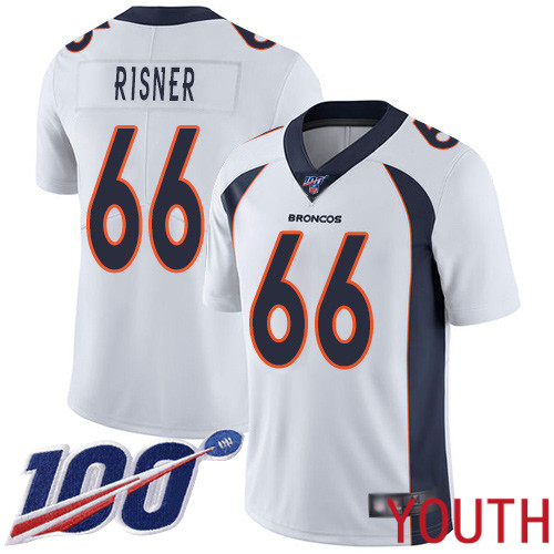 Youth Denver Broncos #66 Dalton Risner White Vapor Untouchable Limited Player 100th Season Football NFL Jersey